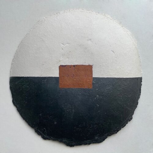 porselein, glazuur, koperluster, 22 x 22 , 2,5 cm